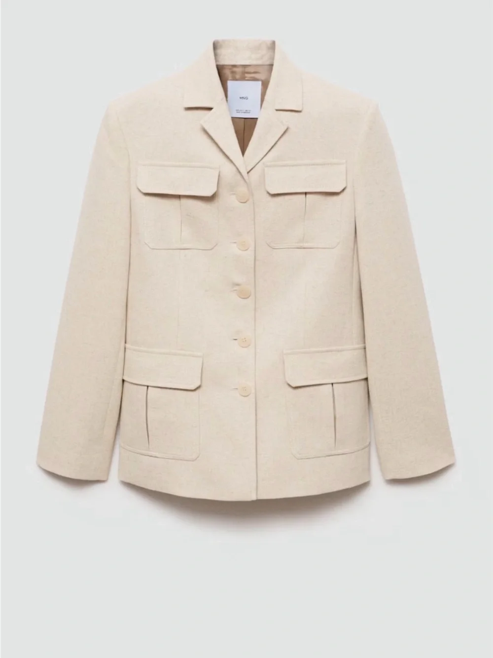 Mango Women's Cream Button-Front Structured Blazer Jacket Sz/L NWT. - Picture 2 of 13